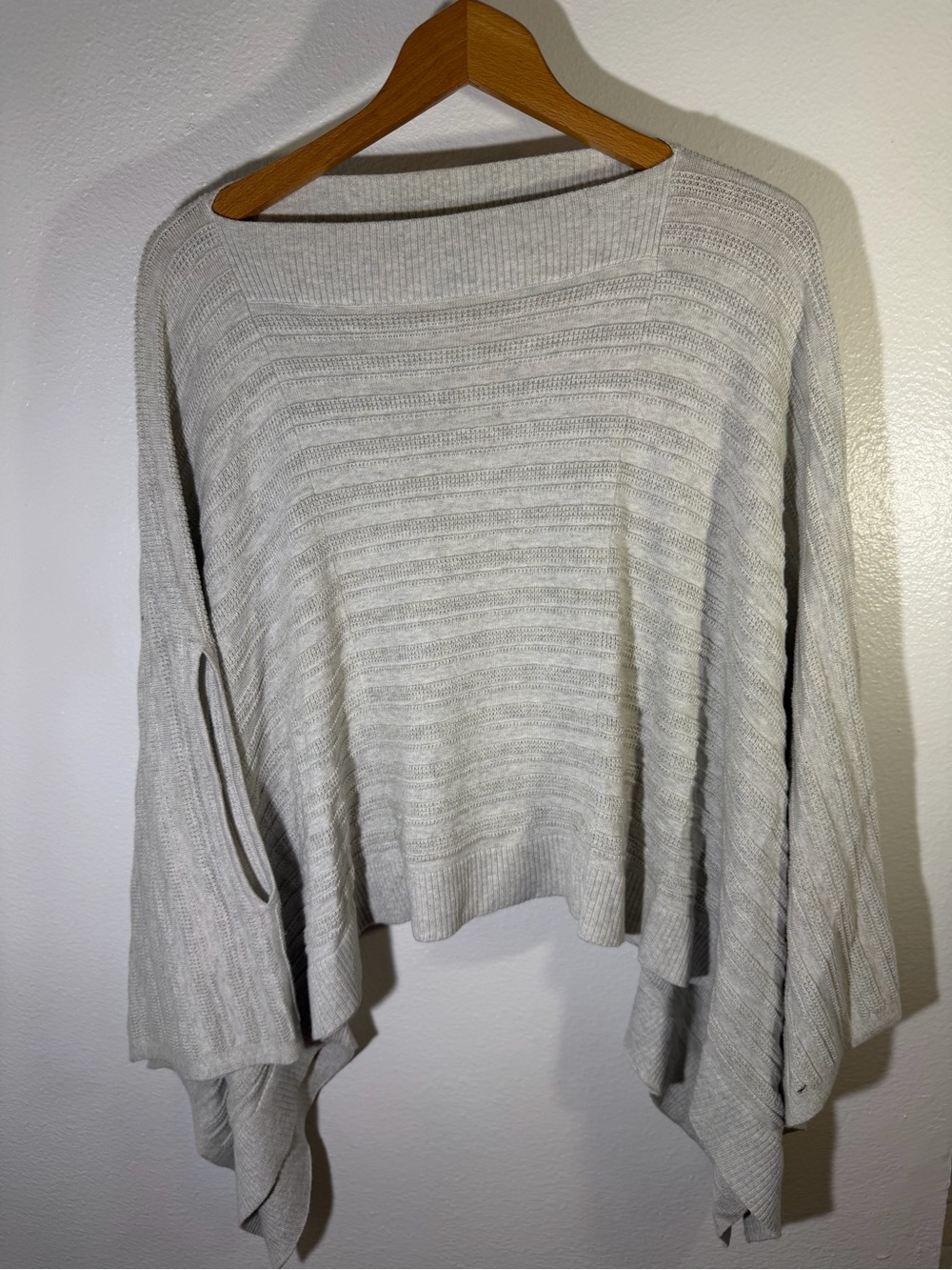 lululemon athletica Light Gray Off-the-Shoulder Knit Poncho Sweater